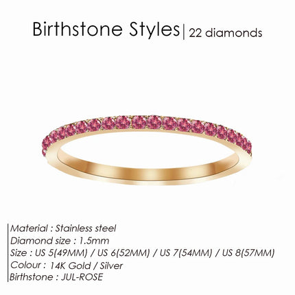 EManco Rhinestone Birthstone Stainless Steel Ring Luxury Jewelry Gift 12 Zodiac Sparkling Rings for Women Wholesale US5/6/7/8