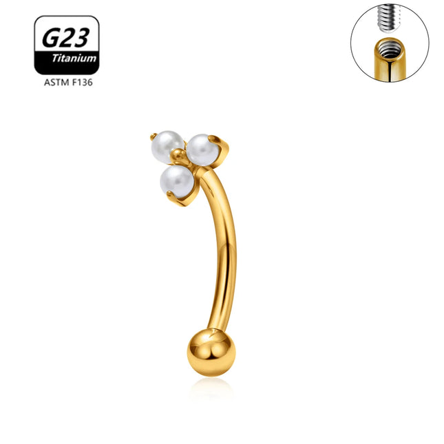 G23 Titanium ASTM-F136 Piercings Eyebrow Internal thread Eyebrow Piercings Body Jewelry For Women zircon Earring