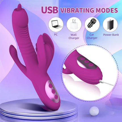 Triple vibration stimulation Tongue Licking Clitoris SuckerClitoris Stimulator NippleClit Stimulator Penetration Anal Sex Toys