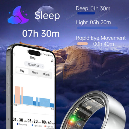 New 5ATM Smart Ring GPS Tracker Heart Rate Blood Pressure Sleep Monitor BT Call Sport Mode Smart Ring Men Women For Android IOS