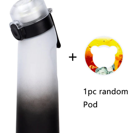 1pc 650ml Flavored Water Bottle with Random 1 Flavour Pods Air Water Bottle Frosted Black Air Camping Sport Fitness Cup