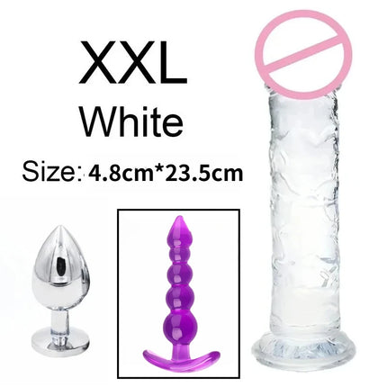 3pcs Anal Black Dildos Male Butt Plug Prostate Massager Stimulator for Women Vagina Big Penis with Suction Cup Adult Sex Toys