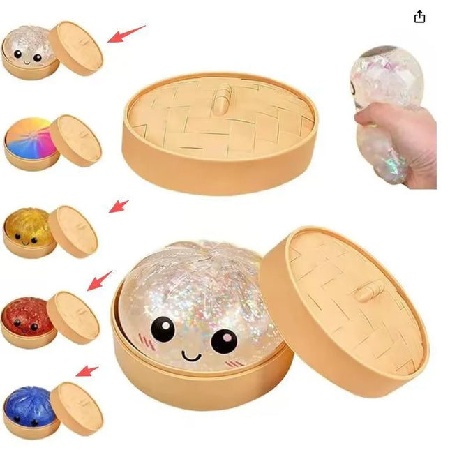 New 8.5cm Glitter Dumpling Glitter Dumpling Squishy with Box Dumplings Sensory Squeeze Toy for Stress Relief S