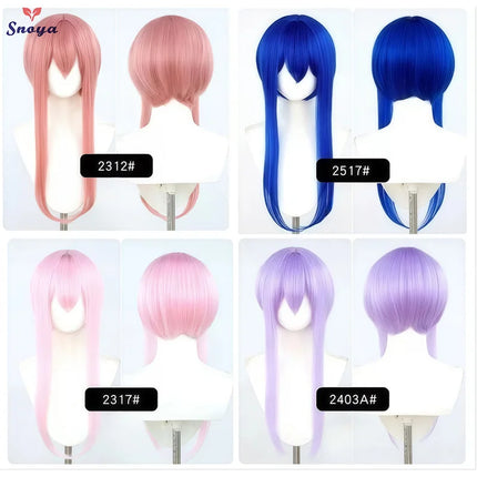 Snoya 60cm synthetic Multi colored long sideburns style short cosplay wig Heat resistant fiber Purple blue pink black gold