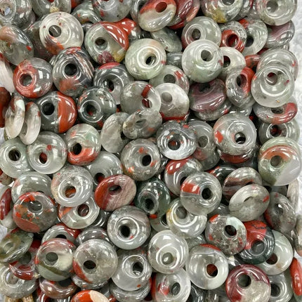 🔥RX8-1 Natural Stone Big Hole Beads Flat Round Pink Quartz Agate Jades Crystal Bead For DIY Lucky Jewelry Making