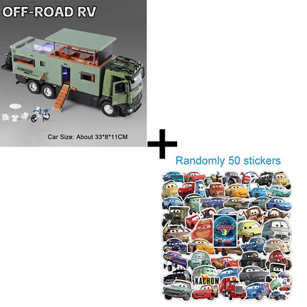 1:18 Off-road RV Diecast Models Alloy Toys Cars Folding Rearview Mirror Doors Opened  with Sound Light Vehices Birthday Surprise