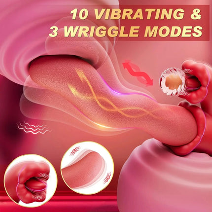 G Spot Rabbit Vibrator Tongue Scroll 10 Licking Vibrating ModeClit Nipples Stimulator Female Vagina Massager Rose Adult Sex Toy