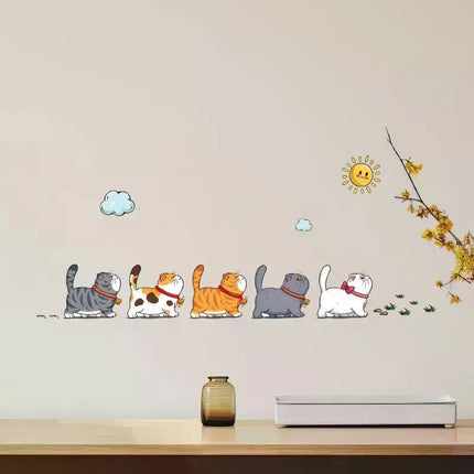 Wall Stickers Cats Self Adhesive Kids Wall Decals Art Murals For Living Room Cartoon Bedroom Toilet House Wall DIY Decor