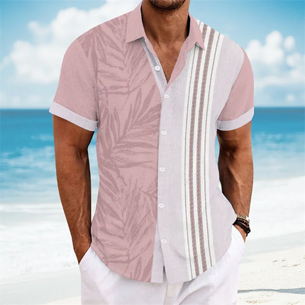 New Men's Retro Fashion Casual Sleeve Button White Dot Printed Shirt Suitable for Summer Vacation Streets