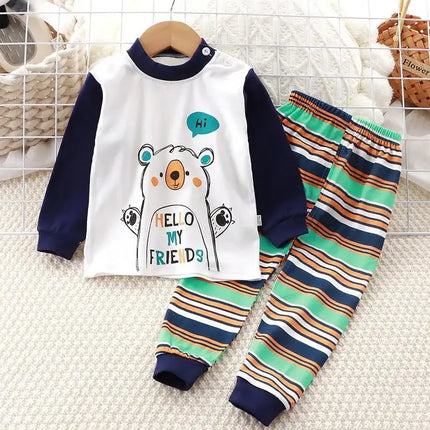 Kids Set Boy Pajamas Cotton Baby Cotton Clothing Children Autumn Clothes Pants Sets Home Clothes For Baby Infant Newborn Outfits