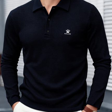 Fashion brand polo shirt long-sleeved bear paw embroidered T-shirt Spring and Autumn new casual comfortable breathable men's top