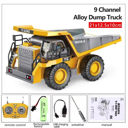 RC Alloy Remote Control Excavator Toy Engineering Vehicle Children's Charging Model Car Playset for Kids Boy Gifts