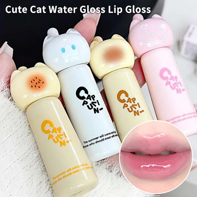 Cappuvini Cute Cat Lip Gloss Moisturizing Smooth And Long-lasting Lip Glaze 4 Shades Easy To Apply Lip Stain For Beginners