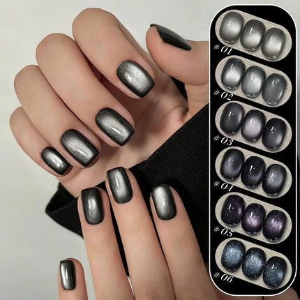 1pcs 12ML Winter 2026 New Black Glass Bead Pearl Cat's Eye Gel Nail Polish Hot Selling Black Nails Salon Use Nail Stuff