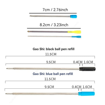 Compatible Ballpoint Pen Refills, Crystal Pen Refills 1.0mm Medium Point Black & Blue, Medium Point Metal Refill