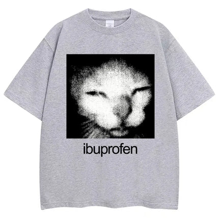 Vintage Funny Ibuprofen Cat Graphic T-shirt Humor Fashion T-shirt Casual T-shirt WoClothing Harajuku