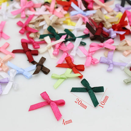 100pcs 1-2cm ( Very small ) Mini Polyester Satin Ribbon Bows Tie Scrapbooking Embellishment Hair Clips Pets Hair Bow Crafts
