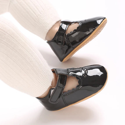 Breathable Newborn Baby Shoes Baby Boy Girl Shoes Girl Classic Bowknot Rubber Sole Anti-slip PU  Toddler Shoes First Walker