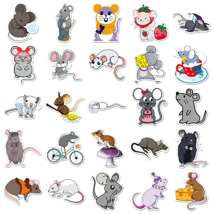 50Pcs Rat series Cartoon Cute Waterproof Sticker Skateboarding Snowboard Retro Vinyl home decal Sticker