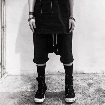 Mauroicardi Spring Summer Loose Casual Soft Black Shorts for Men Drawstring Elastic Waist Knee Length Cross Pants Clothes 2025