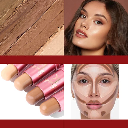 Multi-functional shadow contour stick, concealer, highlighter for facial brightening, natural makeup effect, mixed colors, enhan