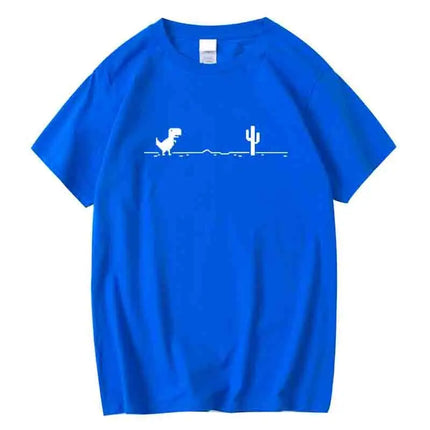 Men's High Quality 100% Cotton Funny Dinosaur Print T-Shirt Loose O-neck Summer Cool Men T-shirt Short Sleeve T-shirt Male Tee Top