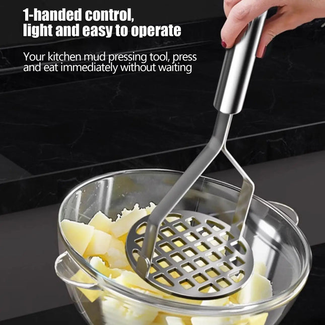 Mash Potatoes Masher Manual Stainless Steel Food Masher Heavy-Duty Mashing Utensil Kitchen Gadget Manual Potatoes Ricer for Bean