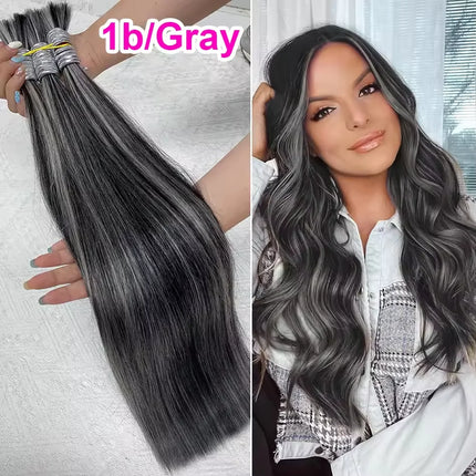 No Weft Straight Bulk Braiding Hair 100% Brazilian Virgin Remy Human Hair Extensions 50g 100g Blonde 1B Color Natural Hairpiece