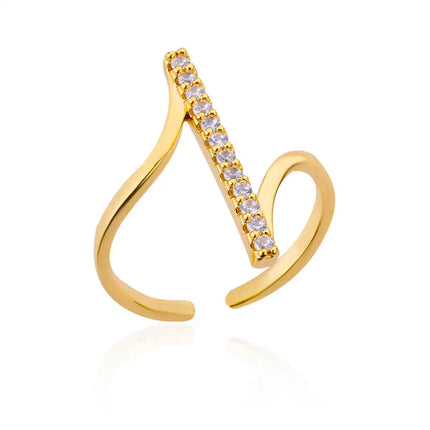 Zircon Geometric Rings For Women Gold Color Stainless Steel Opening Ring Luxury Wedding Party Aesthetic Jewelry Gift Femme 2024