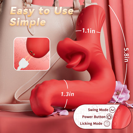 KUSHOR Tongue Vibrator for Women Dildo Vibrators with 10 Swaying & 10 Licking Modes G Spot Clit Stimulator Sex Toys for Couples