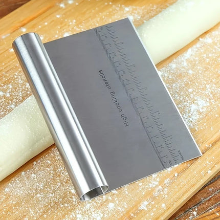 Stainless Steel Dough Pastry Scraper Pizza Cutter Chopper with Measuring Scale Multipurpose Cake Bread Separator Scale Knife
