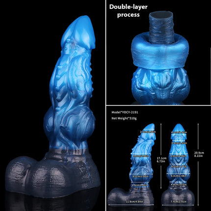 YOCY Fantasy Anal Plug Liquid Silicone Huge Dildo Big Buttplug with Suction Cup G-spot Vagina/Prostate Masturbation Sex Toy