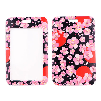 New Sakura Cherry Blossoms Flower lanyard card ID Badge Holder Keychain Pass Gym Mobile Kids Key Holder Key Rings Gift