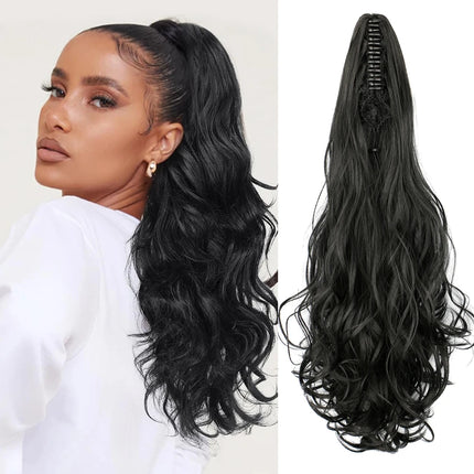 18 Inch Curly Wave Claw Clip In Ponytail Hair Extensions Synthetic Layer Wavy Claw Pony Tail Hairpieces For Women Daily Use