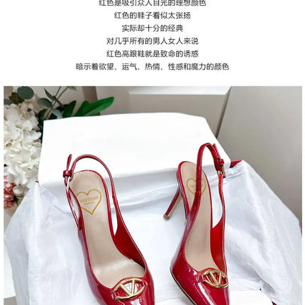 Women's pointed high-heeled sandals for women's summer 2025 new style pointed high-heeled shoes with metal buckle single shoes