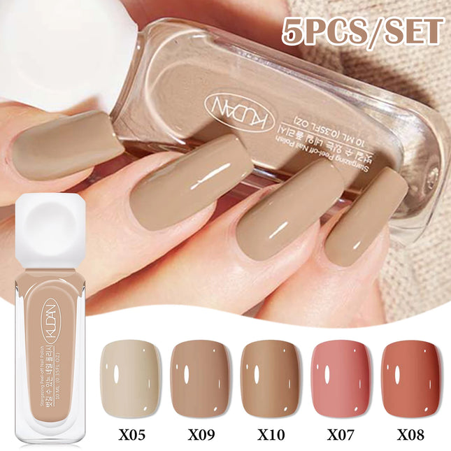 5pcs 10ml Water-Based Peel Off Nail Polish Set Red Pink Long Lasting Quick Drying No Need of Lamp to Cure Nail Supplies Nail Art