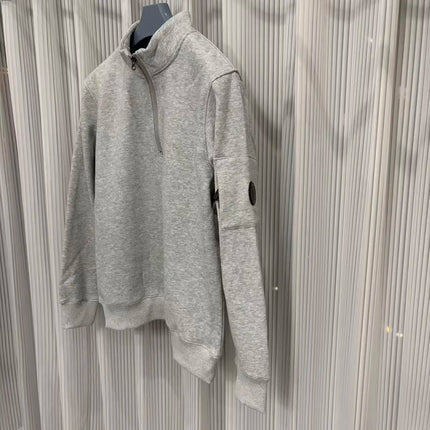 Half zip hoodie for men, long sleeved fleece hoodie, half high neck top, simple sporty style versatile top for autumn and winter