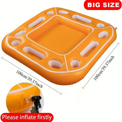 Floating Table for Pool Game with Waterproof Playing Cards, Inflatable Pool Party Tray Float for Drink Snack Holder