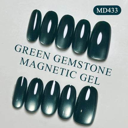 8ml Green Gemtone Cat Magnetic Gel Nail Polish Jewel Effect Nails Semi Permanent Nail Art Soak Off UV LED Gel Varnish Manicure