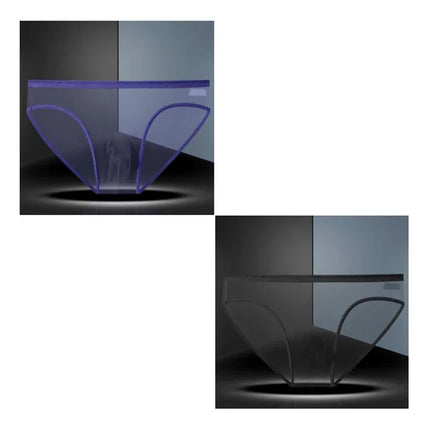 1-2 Pcs Sexy Full Transparent Men's Mesh Underwear Ultra-thin Breathable Ice Silk Seamless Briefs Erotic Male Underpants