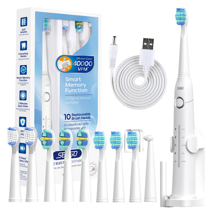 Seago Electric Toothbrush Tooth brush USB Rechargeable Adult Ultrasonic Teeth Cleaning 10 Replacement Toothbrush Heads