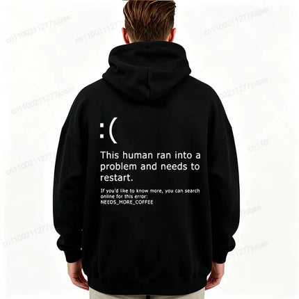Men Hoodies Funny Blue Screen of Death Coffee Error Graphic Tracksuits Autumn Winter Man Sportwear Geek Sweatshirts Tops Gifts