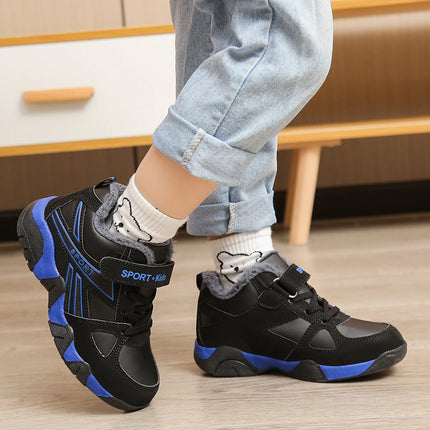 Kids' Sneakers Winter Plush Warm Leather Comfortable Tennis Shoes Casual Outdoor Sports Comfortable Tennis Shoes for Children