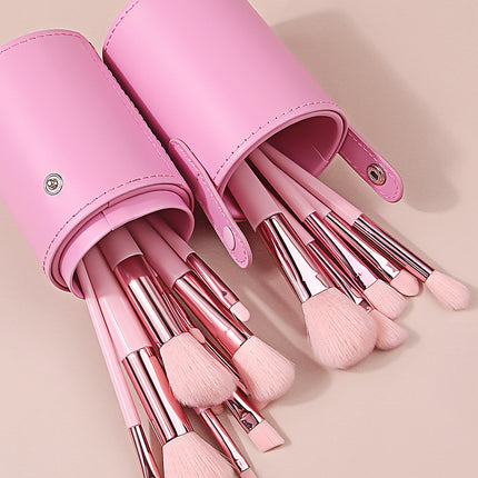 Pink 15PCS High-end Makeup Brush Set Soft and Fluffy Professional Facial Makeup Brush Set With Travel Waterproof Storage Bucket