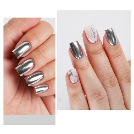 QAZIXU Metallic Silver Gel Nail Polish Painting Gel Polish Mirror Metal Effect UV LED Soak Off Semi Permanent Nail Art