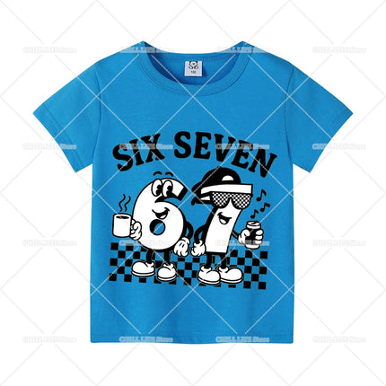 Steal A Brainrot Children Short Sleeves T-Shirts Cartoon 67 Six Seven Tops Shirts Game Cute Girls Boys Kids Summer Clothes Gift