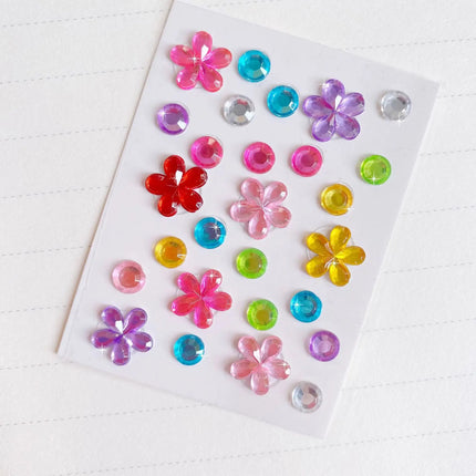 10 pieces of Mini Heart Diamond sticker Plum Blossom Star color acrylic flower sticker make-up eye patch children