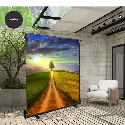 Portable Floor Pull-Up Tab Tension Screen Metal Silver ALR Material 3D Ready Projector Screen for Home Theater & Outdoor Use