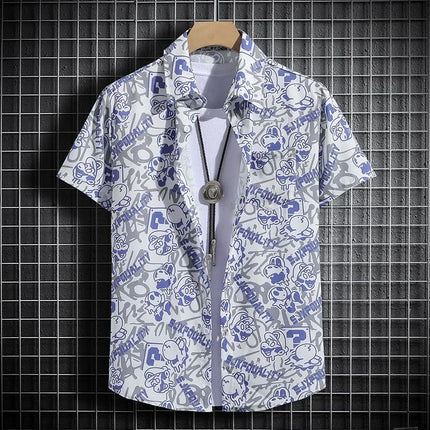 Beach Style Printed Shirts for Men - Short Sleeves Hawaiian Loose-Fit Casual Shirts