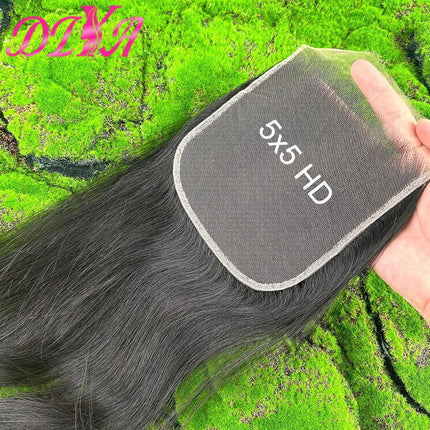 5x5 Deep Parting 100% Real HD Lace Closure Melt Skin 14-24 inch Straight Vietnamese Human Hair Pre Plucked HD Lace Frontal Only
